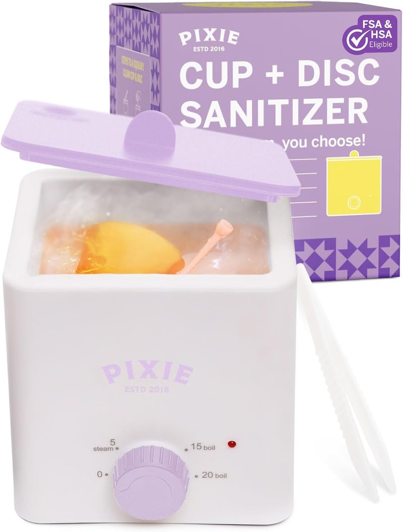 Pixie Cup Pixie Menstrual Cup & Disc Boiler Sterilizer - Easily Clean Your Period Cup in Boiling Water! Kills 99.9% of Germs with Cleaner Solution for Feminine Care - FSA Eligible and HSA Eligible - Image 1